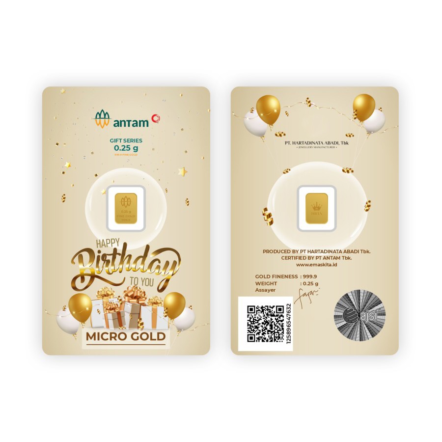Logam Mulia Microgold ANTAM x Hartadinata Abadi 0.25 gram 0,25 LM emaskita Mini Gold Emas 24K-Birthday Gold