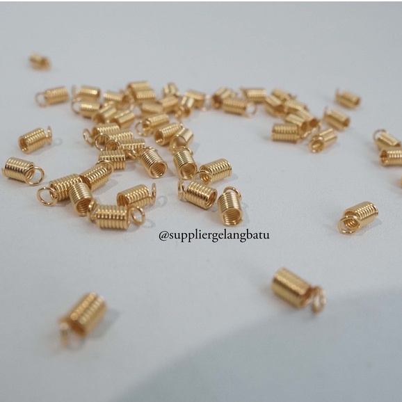 UJUNG TALI CONNECTOR 4mm SPRING CORD end per KONEKTOR GOLD masker