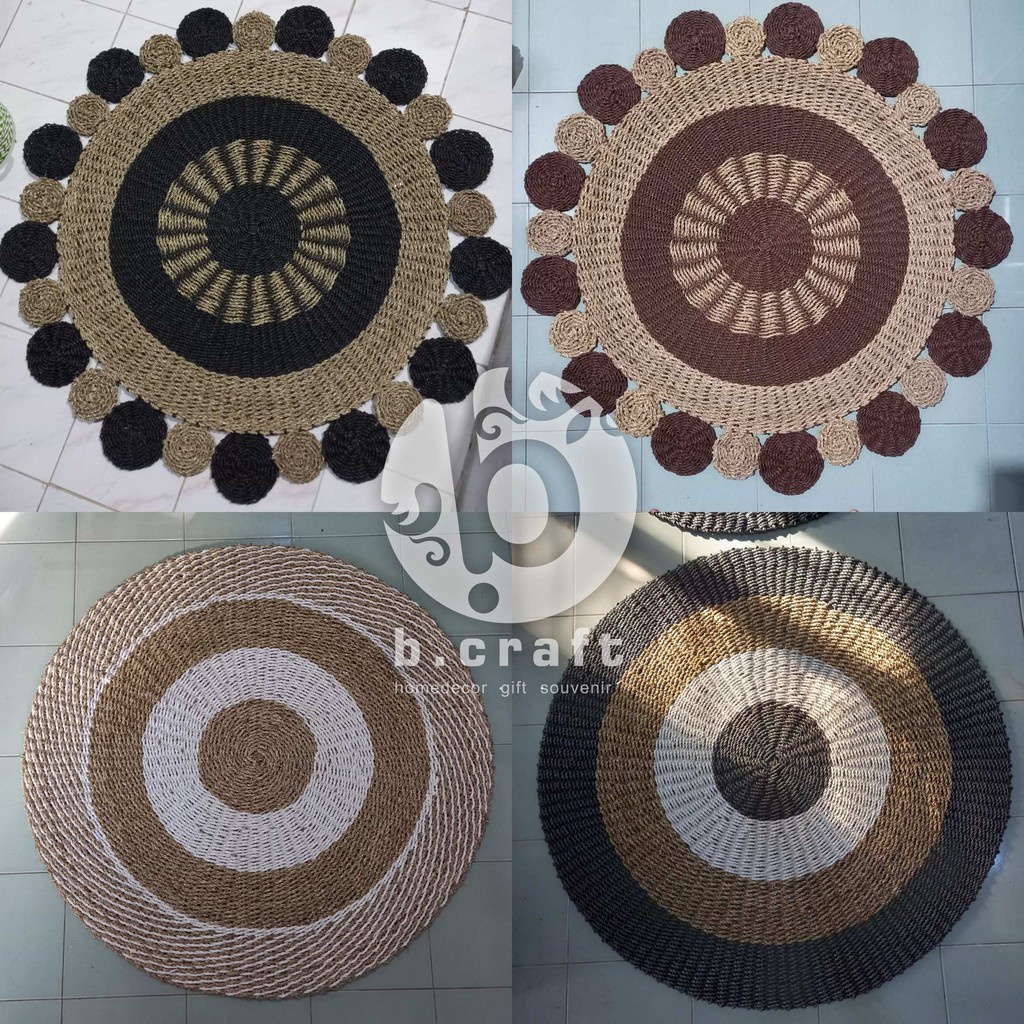 [PROMO] Karpet Lantai Anyaman Seagrass Diameter 120 cm / Rug Anyaman Seagrass Motif Bunga Matahari