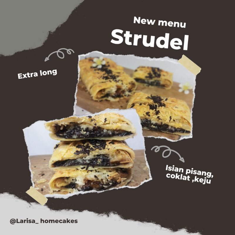 

Strudel Pisang Coklat Keju / Strudel Home Made / Strudel Coklat Lumer/ukuran 30×10cm