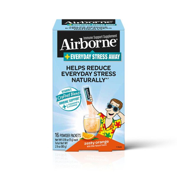 USA Airborne Plus Everyday Stress Away Zesty Orange 16 Powder Pax