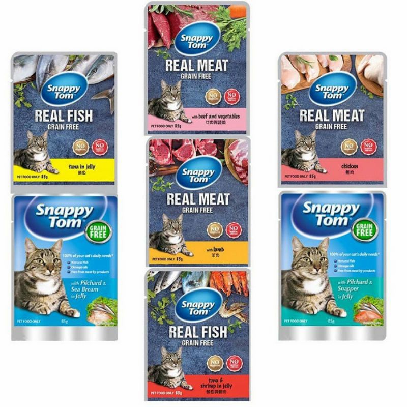 Makanan Kucing Snappy Tom Pouch 85Gr Grain Free / Cat Wet Pouch