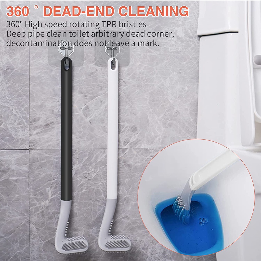 [Featured] 360° Flexible Deep Cleaning Silicone Toilet Bowl Brush with Bracket / Bendable Brush Head Golf Household Wash Brush /Fast and efficient Cleaning of The Toilet Brush , for Bathroom Toilets