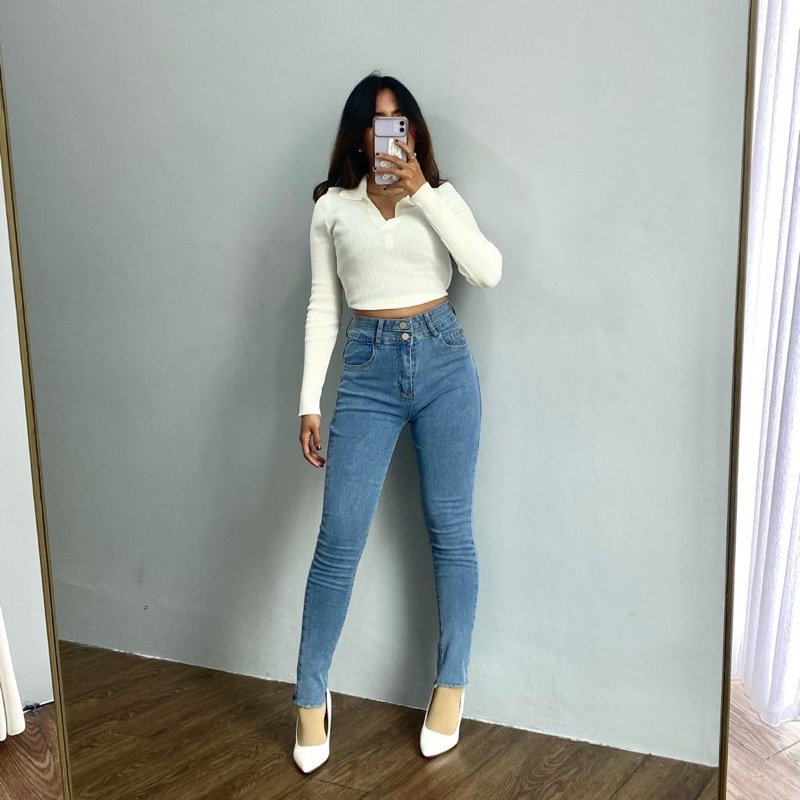 [LUXE.DLABEL]-E4 jeans | Celana panjang Highwaist wanita Jeans import premium Jeans wanita polos ripped jeans High waist jeans wanita bkk Skinny Jeans High waist Baggy jeans Wideleg Jeans Kulot jeans Boyfriend jeans