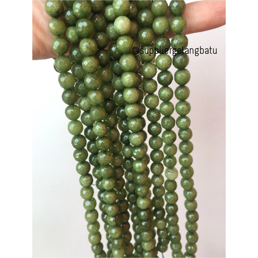 batu beads CUTTING 8mm moss agate hijau kilap grade A aksesoris korea green aksesoris supplier bahan