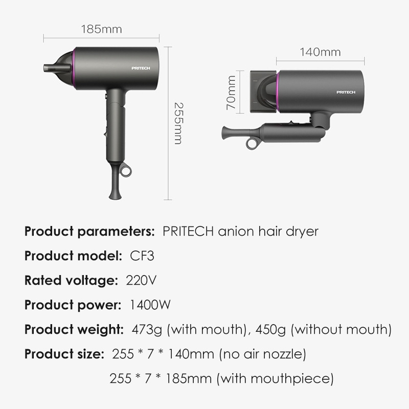 Hair Dryer Portable Foldable Negative Ion High Power HairDryer Mute Hair Dryer Mini