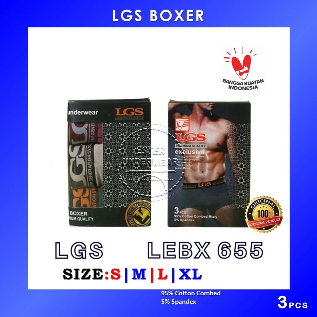 CELANA BOXER PRIA LGS 655 ISI 3Pcs |BOXER BAHAN COTTON MISTY