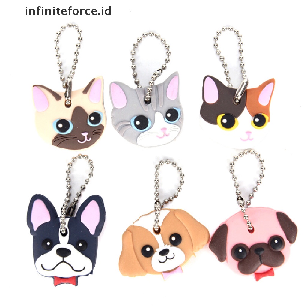 (infiniteforce.id) Gantungan Kunci Bentuk Anjing / Kucing / Kelinci Bahan Silikon PVC