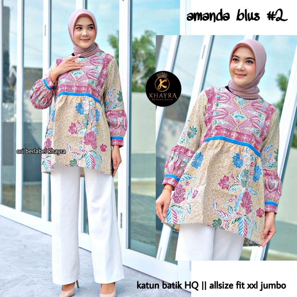 Blus amanda Rossa batik solo atasan kerja  cocok buat ke kantor