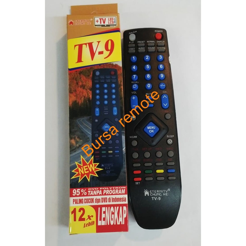 Remote MULTI TV TABUNG LCD LED +Digital Receiver PARABOLA-TV 9 Universal Serbaguna