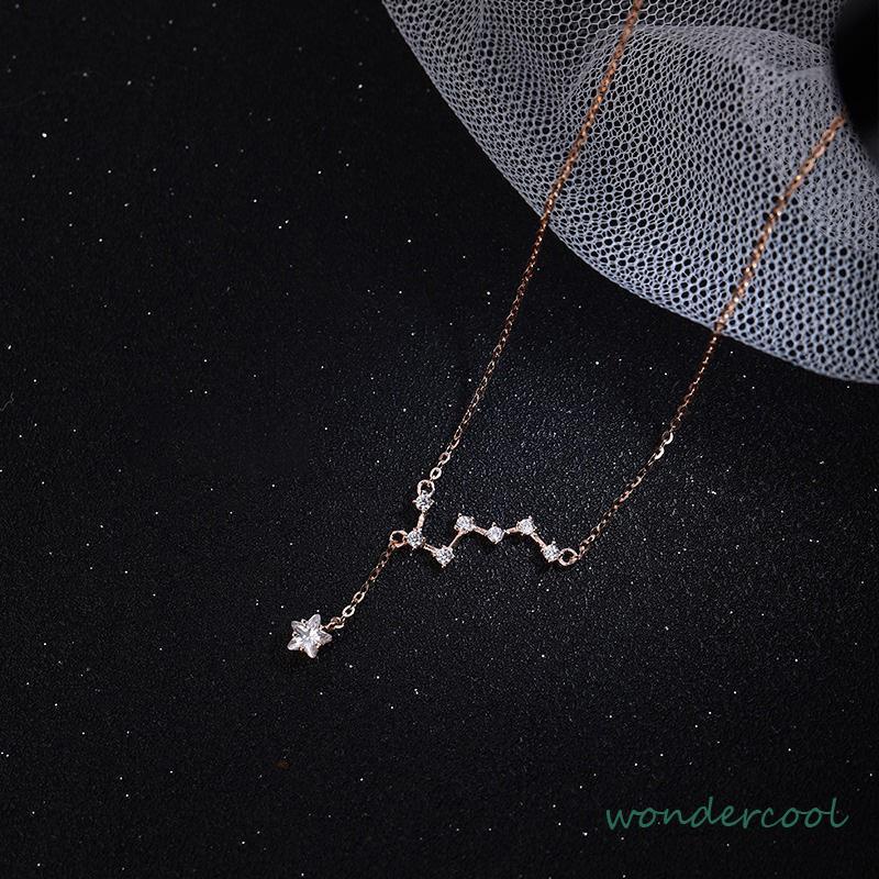 Big Dipper Wanita Trendy Temperamen Cahaya Mewah Desain Niche Rumbai Kalung Indah Sederhana-Won