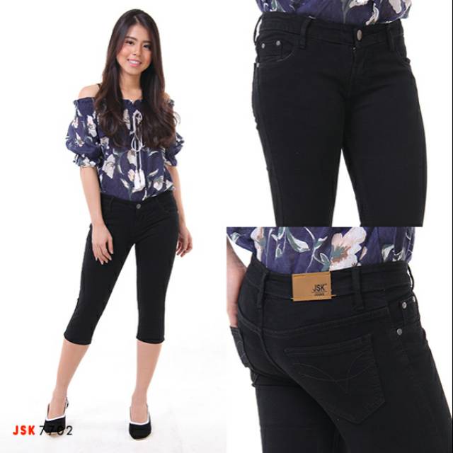 CELANA JEANS 7/8 JSK 7702 BLACK