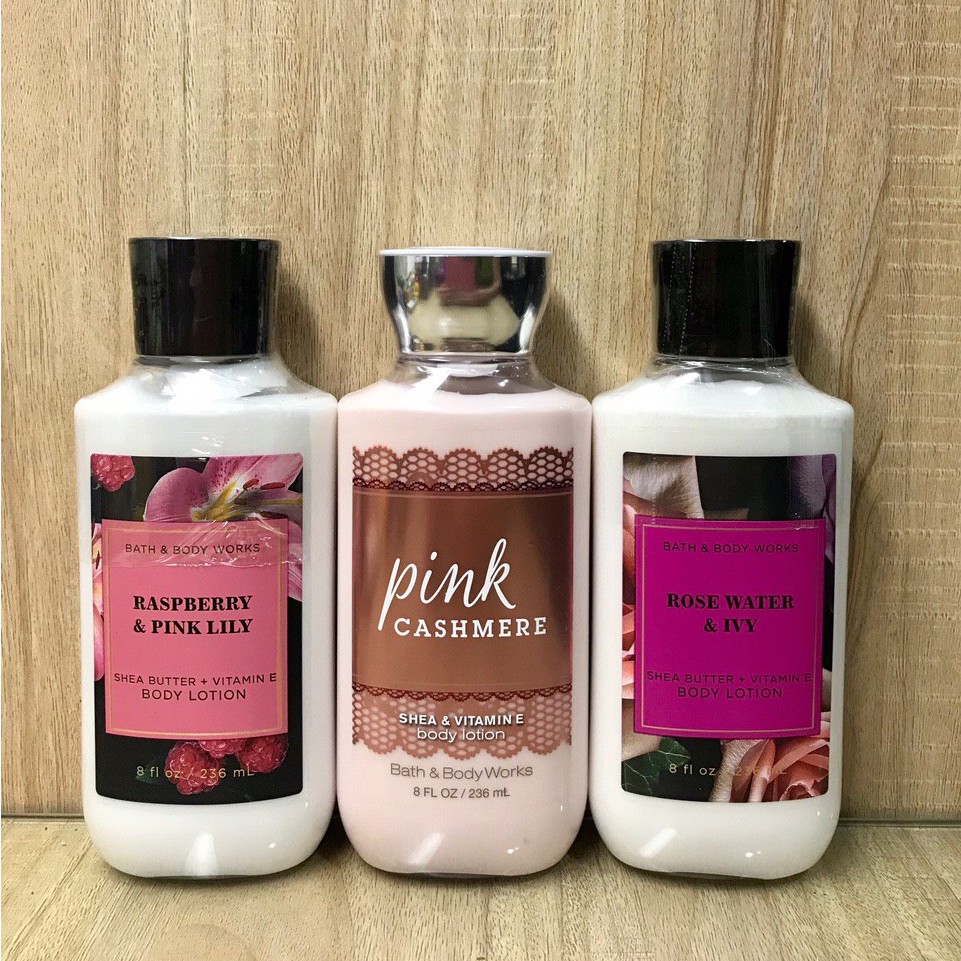 Body Lotion Raspberry & Pink Lily / Pink Cashmere / Rose Water & Ivy Bath & Body Works