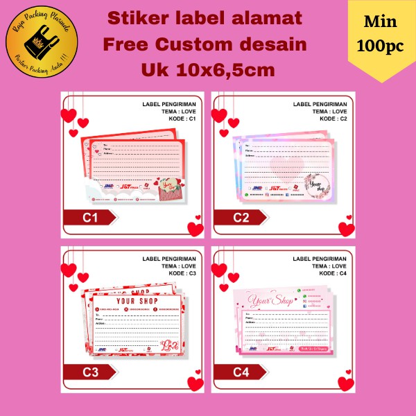 FREE DESAIN!! Stiker label alamat pengiriman online shop Uk 10x6,5cm | Sticker label | label olshop
