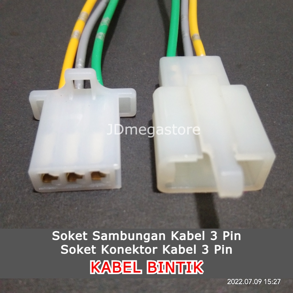 (Grosir/COD) Soket Sambungan Kabel 3 Pin / Soket Konektor Kabel 3 Pin - KABEL BINTIK