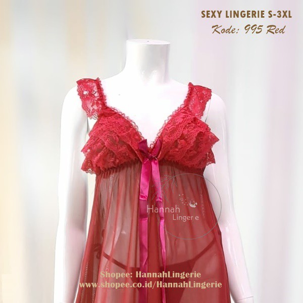 M L XL XXL XXXL Premium Hannah Lingerie Sexy Baju Tidur Seksi Lingerie Bigsize Linjeri Wanita 995