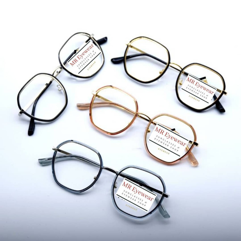 Frame Kacamata Hexagonal 0321 (Photochromic, Blueray, Bluechromic, Essilor, Antiradiasi)