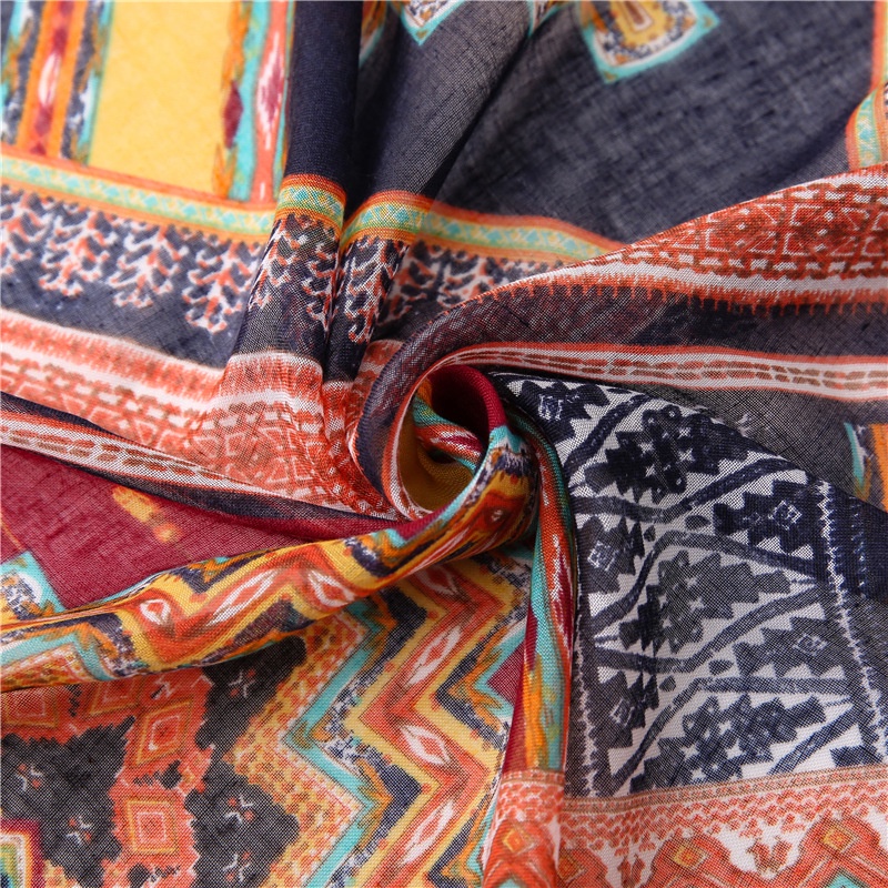 ITSFRIDAY ELLIE Scarf  - Premium Pashmina Shawl Selendang Syal Pasmina Hijab Import Motif Etnik Geometri Clasic Navy Merah Orange
