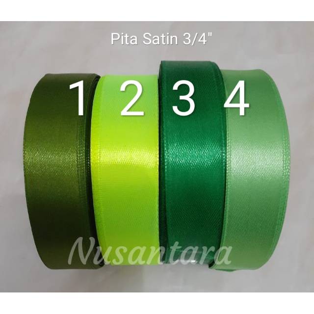 Pita Satin 3/4&quot; per roll green series, Pita Satin 2cm seri hijau per roll