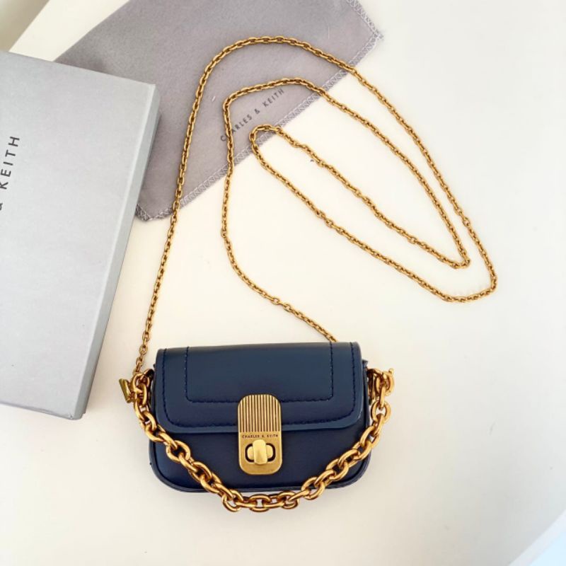 C1258 CK Micro Turn Lock Chain Strap Crossbody Bag