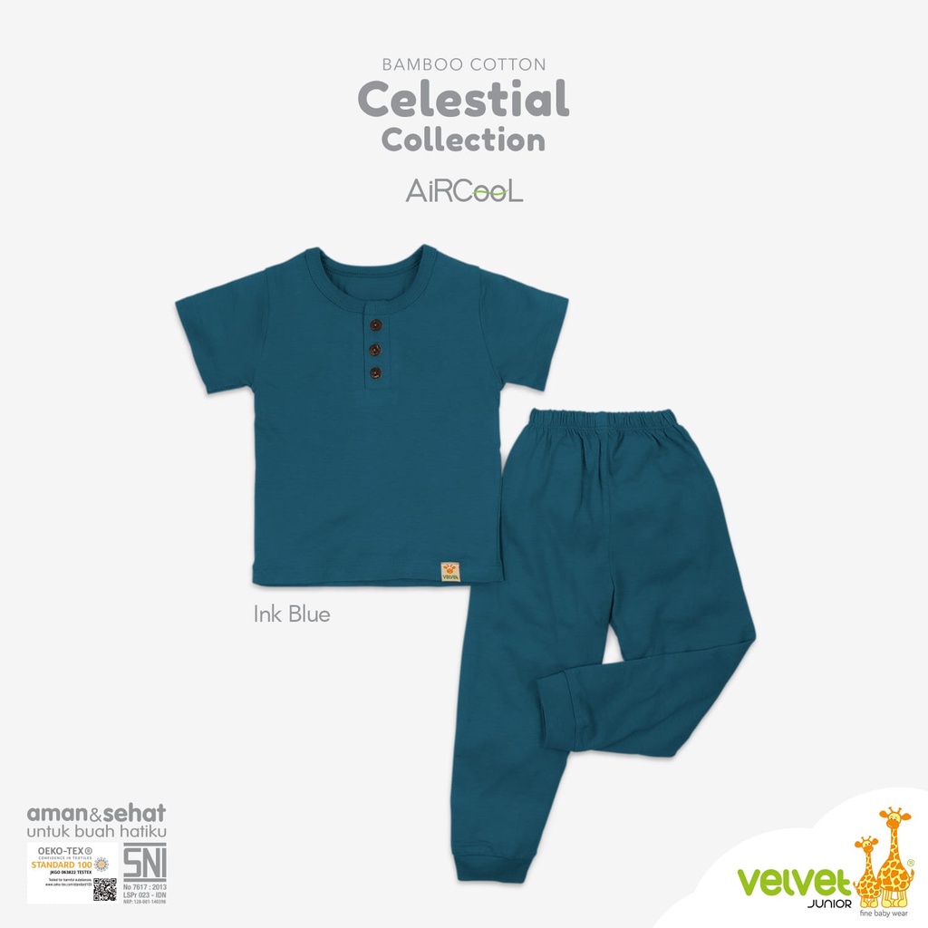 VELVET JUNIOR Celestial Bamboo Cotton Stelan Kancing Dada Pendek Panjang L XL 2 3 4 5