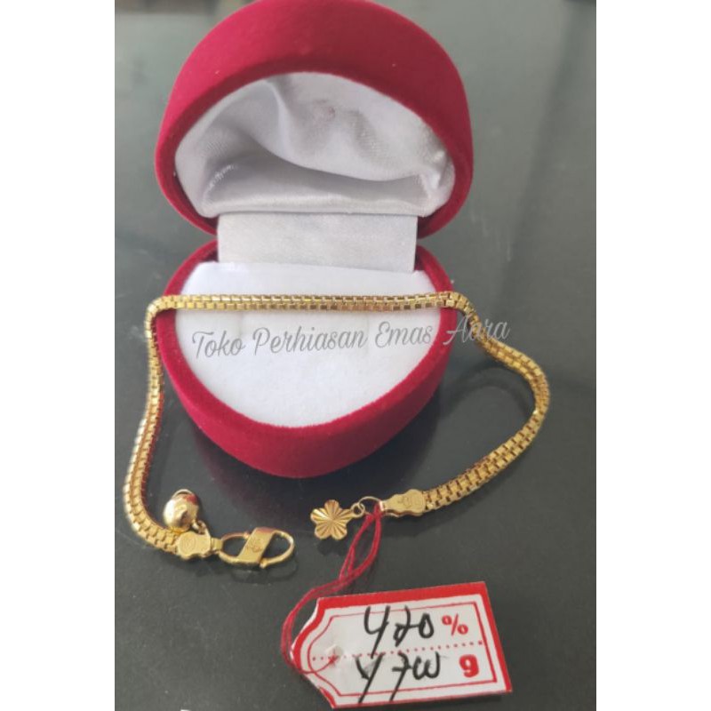 Gelang Emas 420 Italy Double Lonceng Semanggi