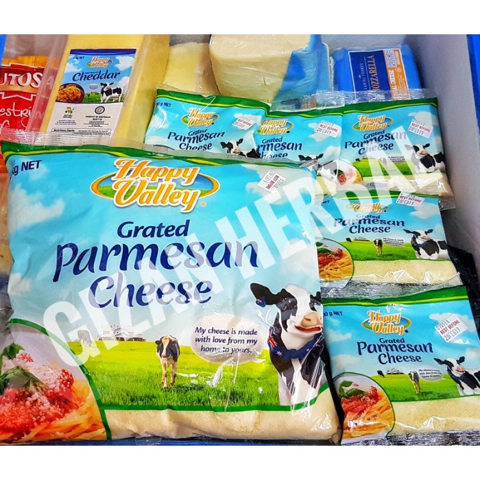 

Keju- Keju/Cheese Parmesan Halal Impor Australia 100 Gr Merk Happy Valley -Keju.