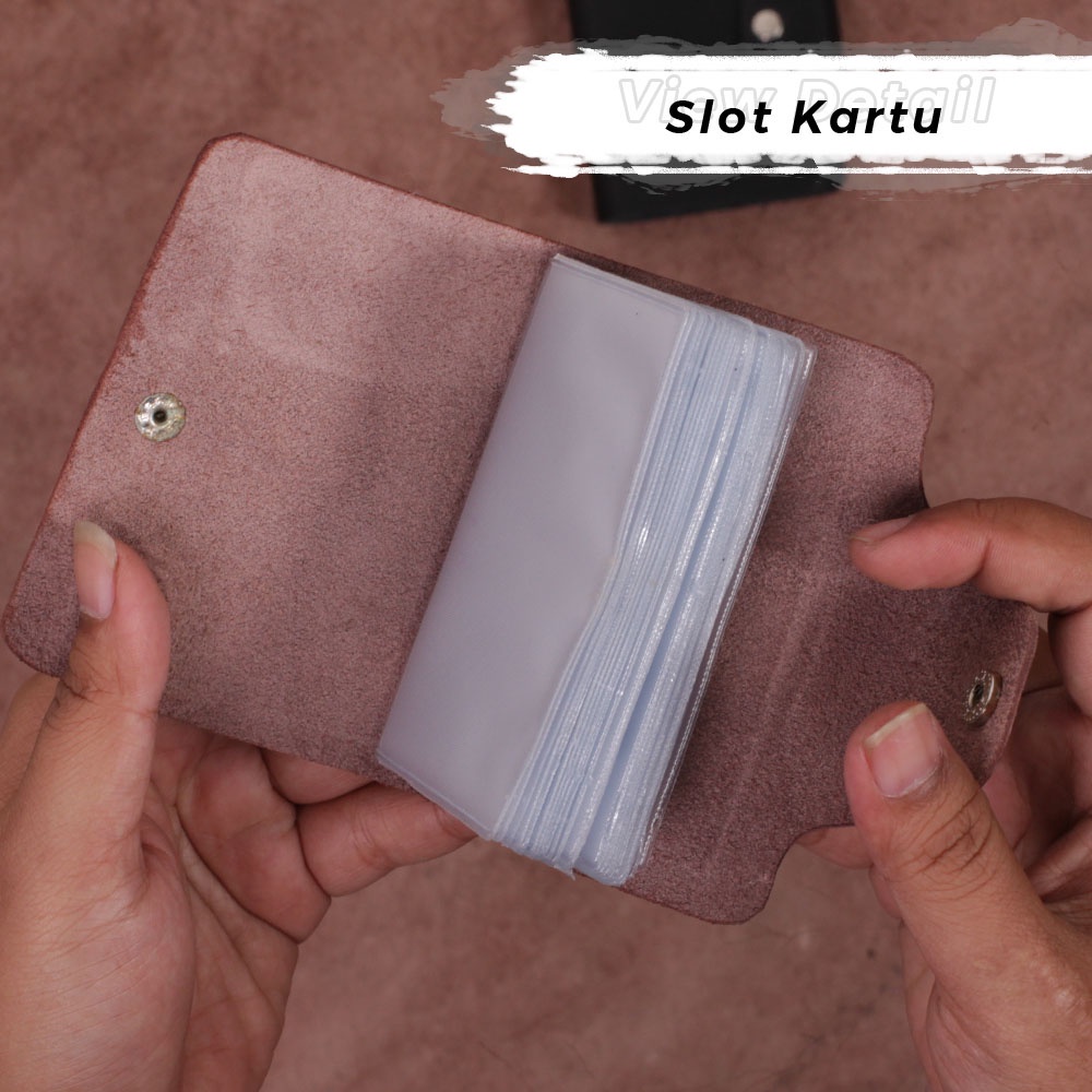 DOMPET KARTU WANITA PRIA BAHAN KULIT SAPI ASLI 24 SLOT KARTU 1 CH01