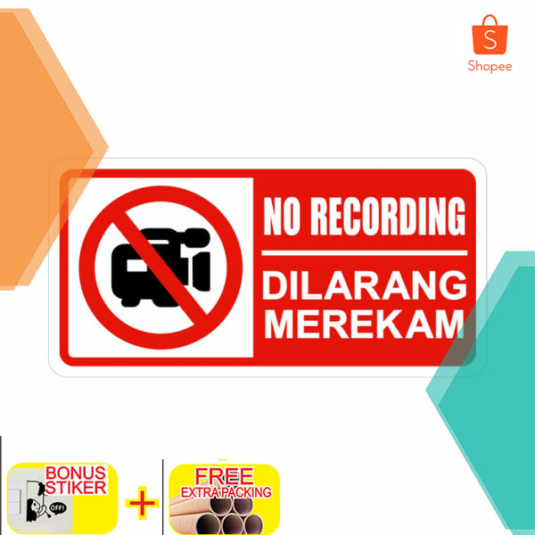 

Rambu Sign Plang Dilarang Merekam 30cm x 15cm Akrilik Elegan