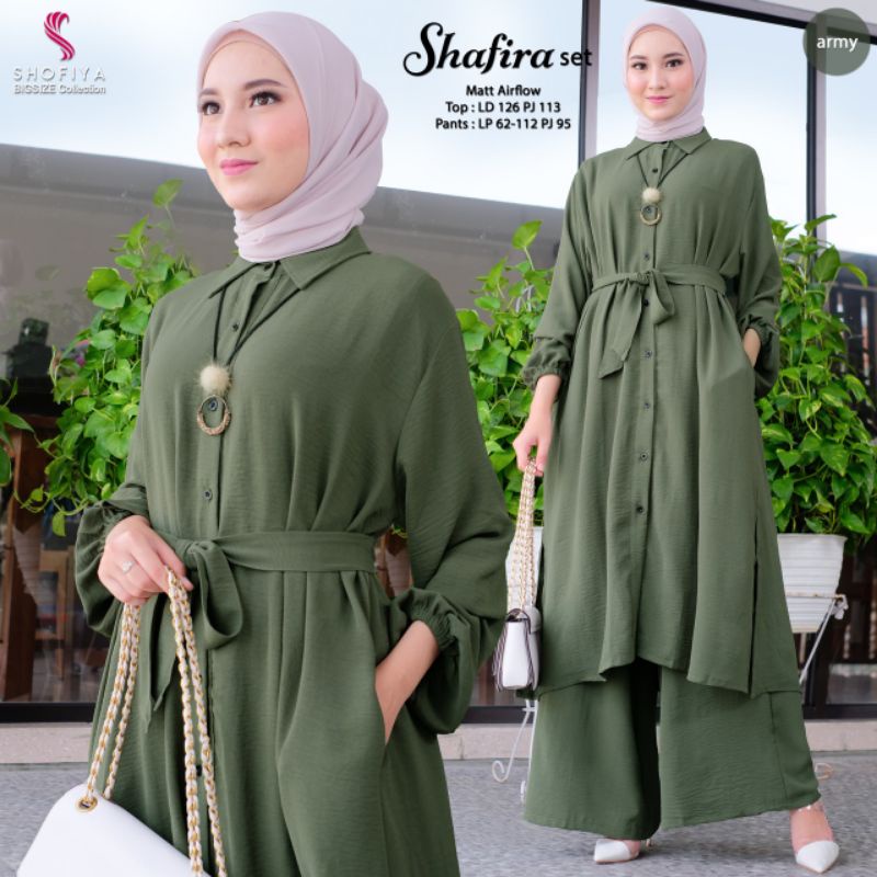 Setelan Wanita Jumbo Shafira #2 Set Original by Shofiya Bigsize / One Set Jumbo Premium Berkualitas-Army