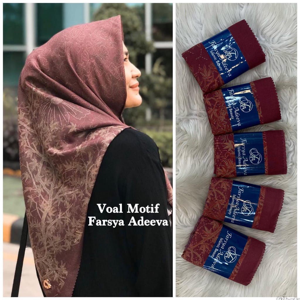Kerudung segiempat motif terbaru segiempat motif deenay kw bahan voal grosir segiempat motif termurah Safa Hijab-DEENAY MAROON