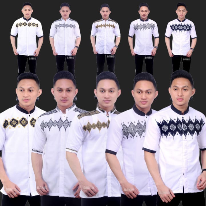 Baju koko dewasa lengan pendek terbaru koko bordir pria koko batik murah koko laki laki muslim koko 