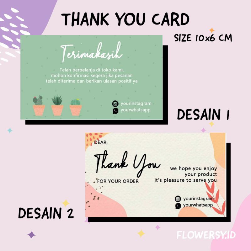 

THANK YOU CARD 60 LEMBAR DAN 100 LEMBAR