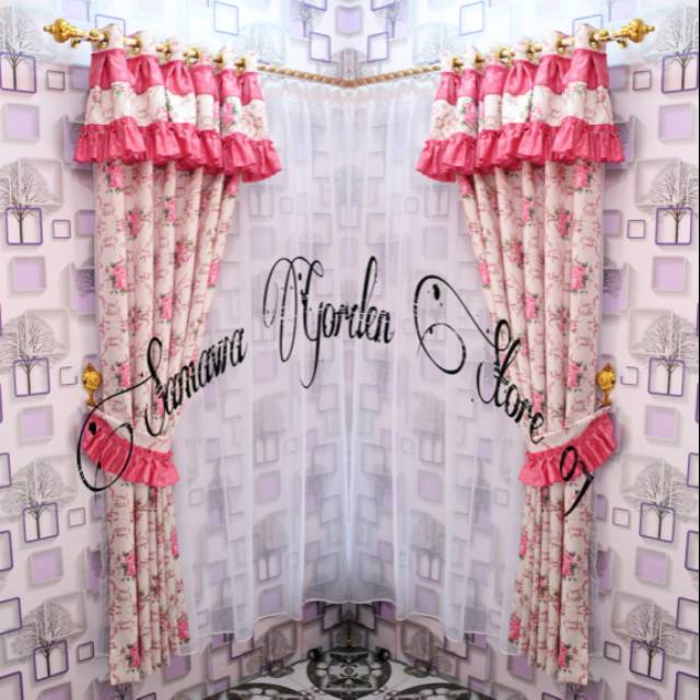 Gorden shabby blackout poni rempel gordyn jendela pintu korden hordeng gordeng