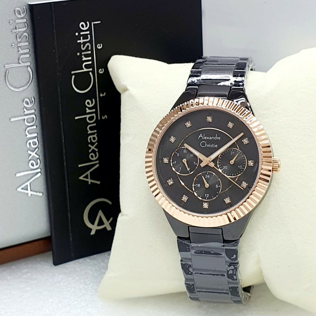 AC alexandre Christie AC 2900 wanita original Stainless steel hitam rose gold
