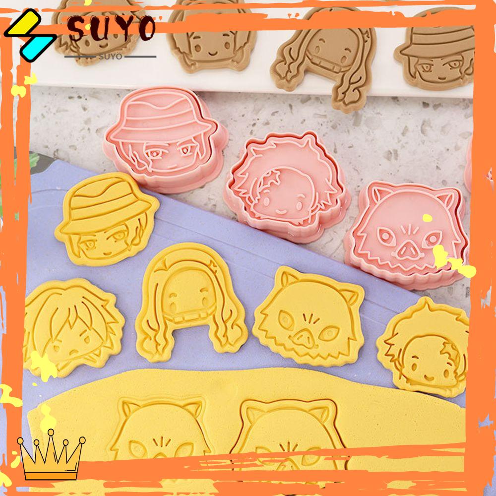 Suyo 8Pcs Cetakan Adonan Kue Cookie Desain Anime Bahan Plastik