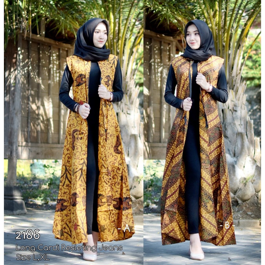 BAJU BATIK WANITA MODEL LONG CARDI MASA KINI T2186