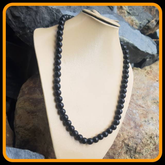 Promo Kalung Natural Black Jade Aceh Model Bulat