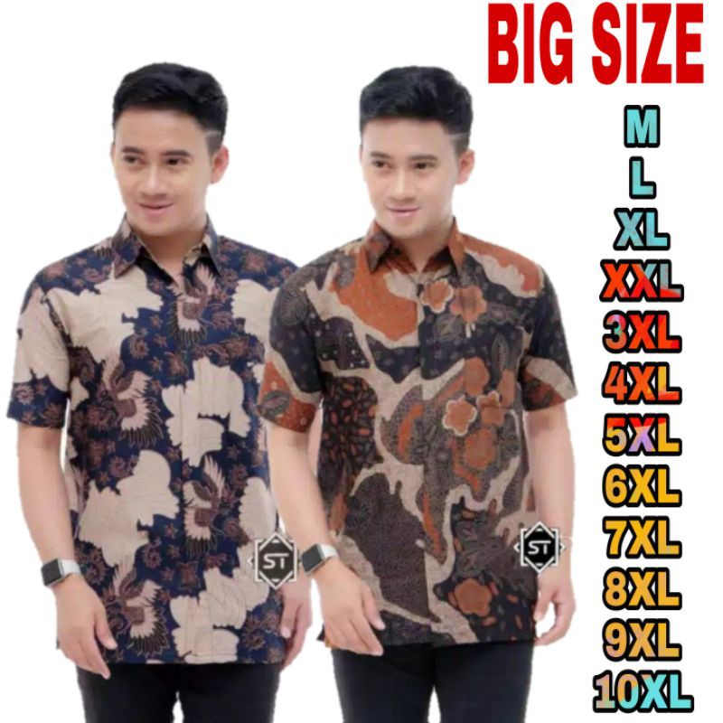 HEM BATIK LENGAN PENDEK SIZE JUMBO M L XL XXL 3XL 4XL 5XL 6XL 7XL 8XL 9XL 10XL