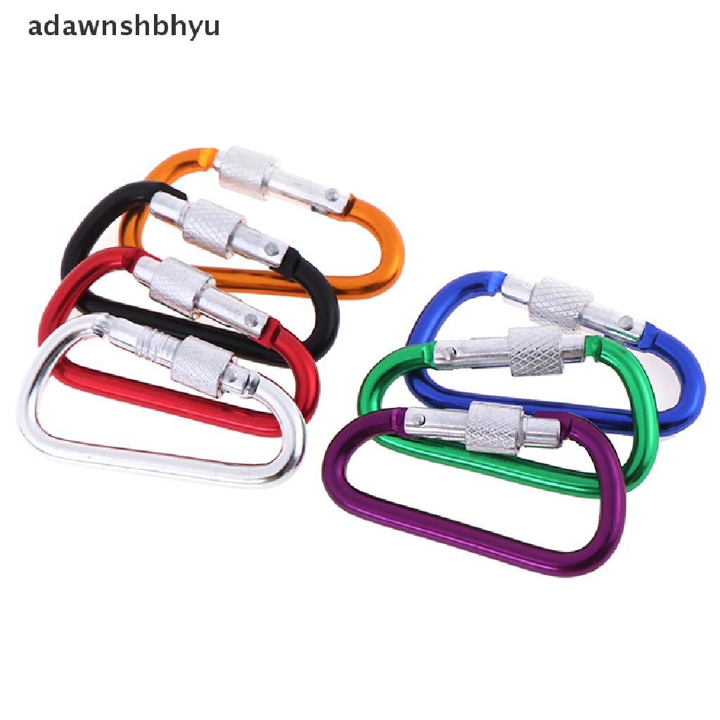 Adawnshbhyu 2pcs Random Aluminium Carabiner D-Ring Gantungan Kunci Klip Outdoor Hook Gesper