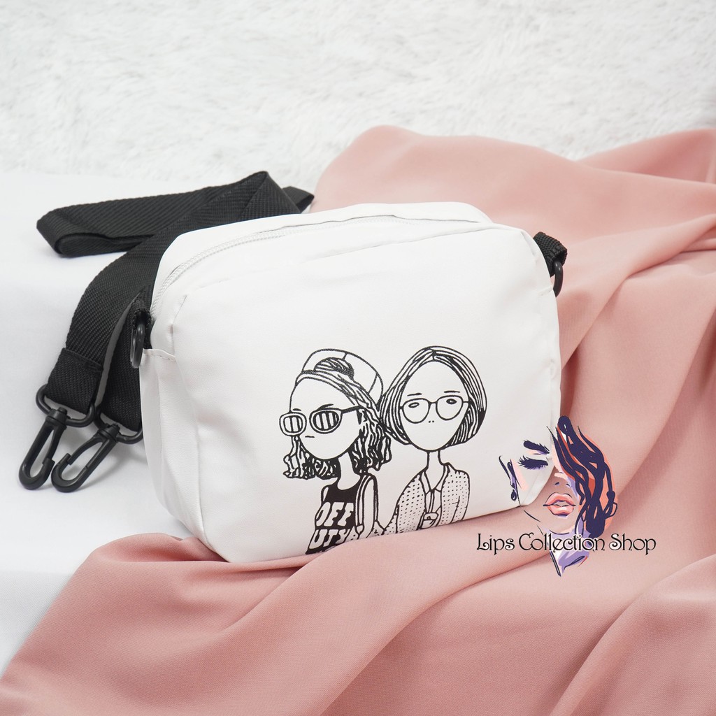 Tas Selempang Motif Cartoon | Tas Fashion Selempang Vintage Import