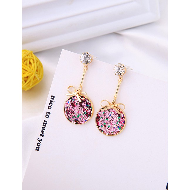 LRC Anting Tusuk Fashion Round Gold S925 Sterling Silver Geometric Love Earrings D17368