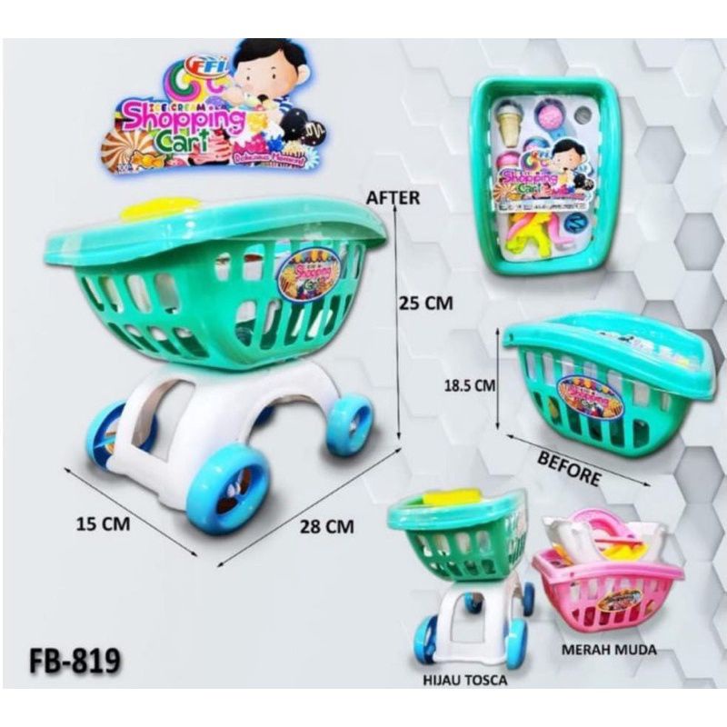 FB 819 - Mainan Trolly Troli Kuda Poni Ice Cream Shopping Cart FB819