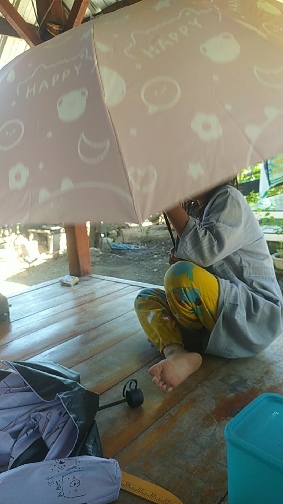 Payung Lipat 3 Happy Full Print / Lapis Hitam Anti Uv / Grc - 001