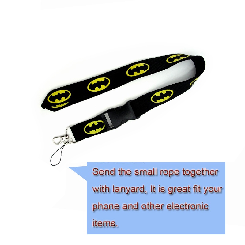 2 IN 1 Holder Kartu ID Motif Batman Dengan Lanyard Leher Tahan Lama Untuk Ponsel Sturdy