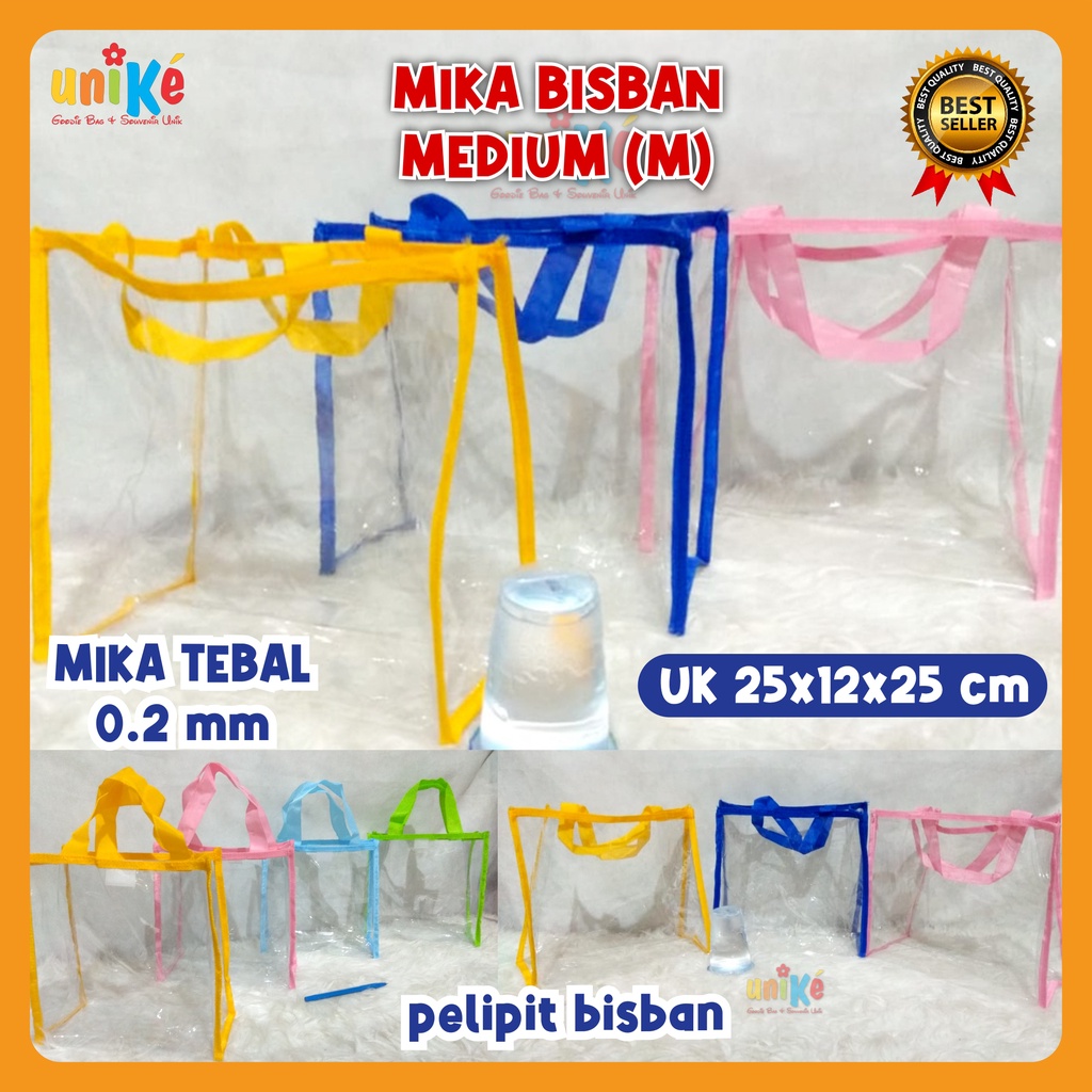 

Tas Tenteng Mika Transparan Medium BISBAN M 25 Tote Goodie Bag Souvenir Ulang tahun wedding MURAH