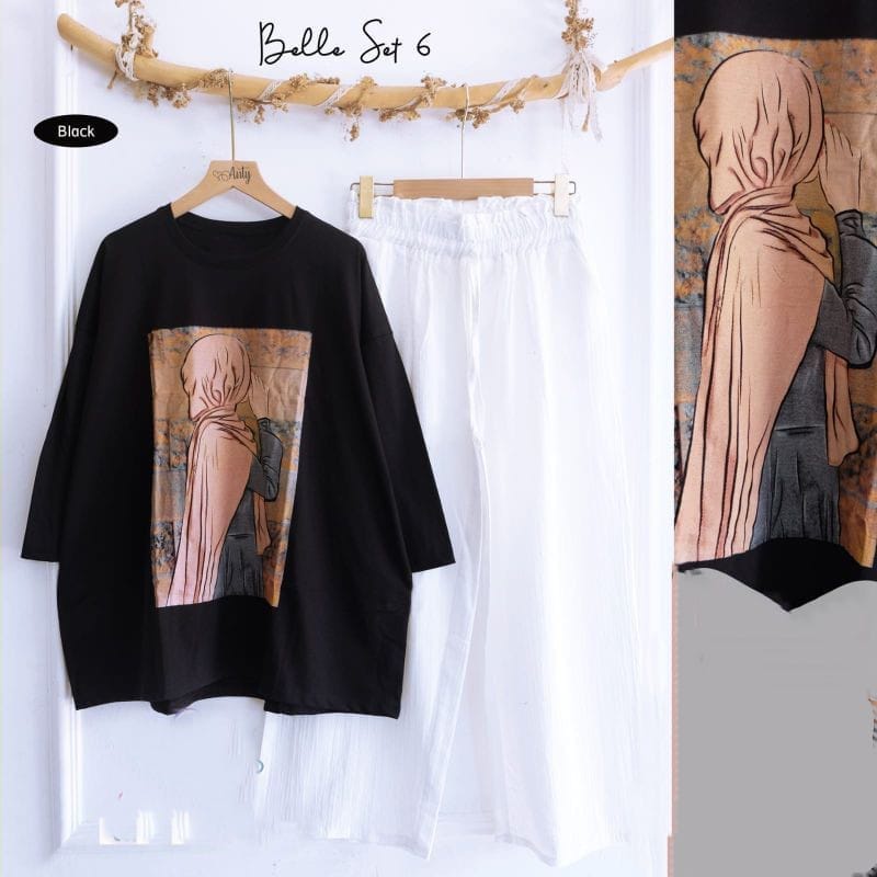 Baju Setelan Wanta Terbaru Setelan Wanita Jumbo Belle Set Ootd Kekinian Fashion Muslim Setelan Crinkle Airflow