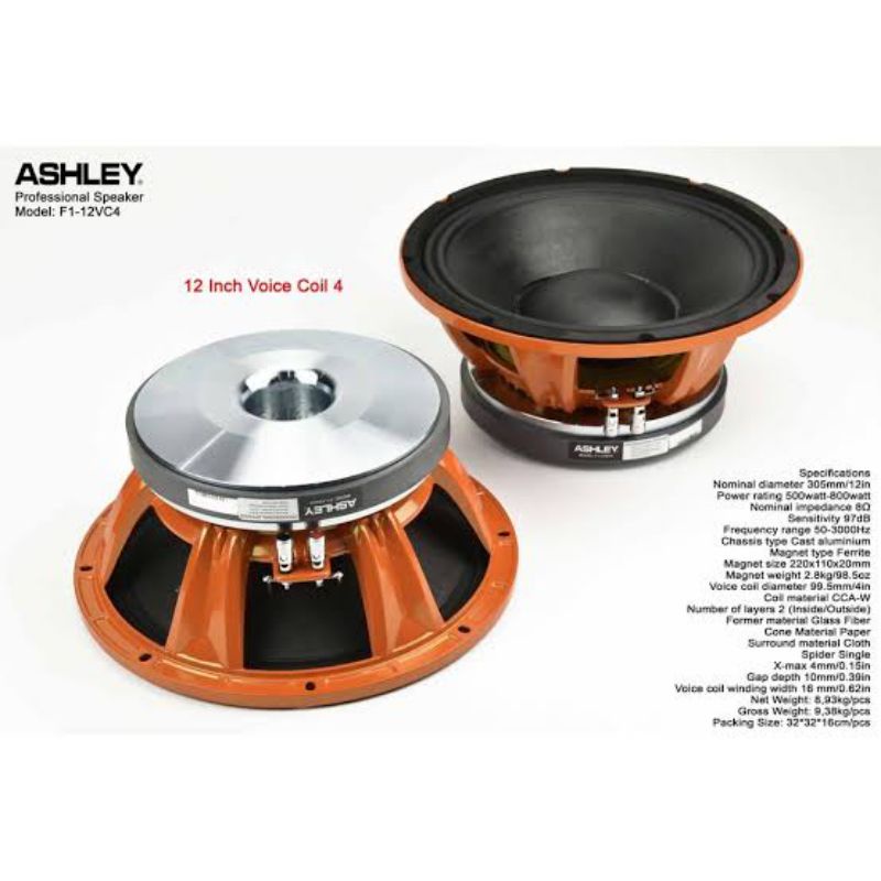 SPEAKER COMPONENT ASHLEY F1-12VC4 SPEAKER 12 INCH VC 4 INCH F1 12VC4