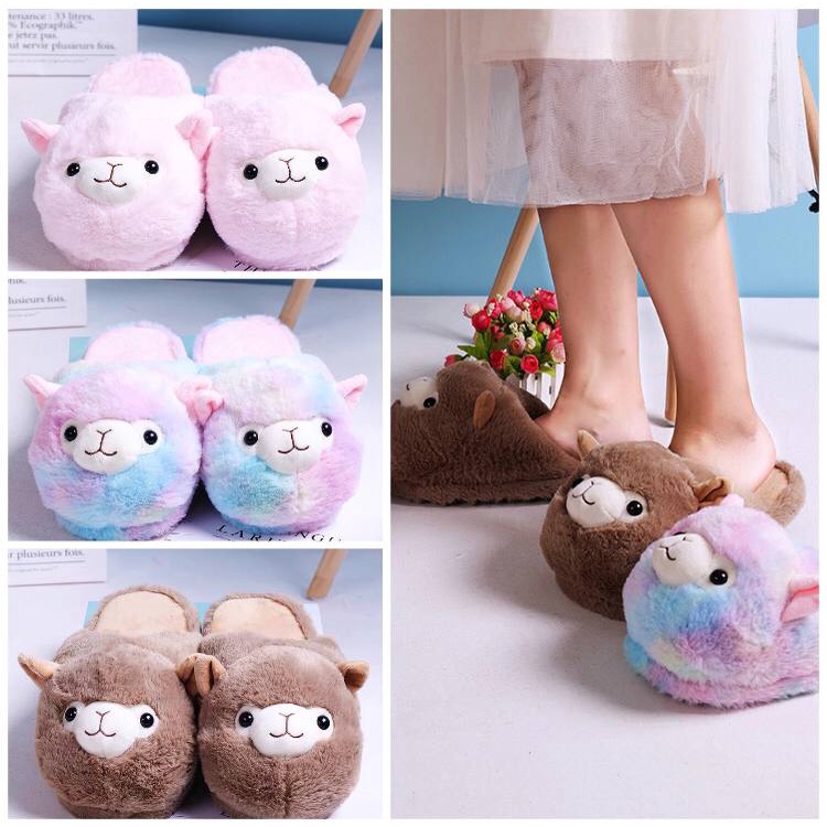 SANDAL BONEKA ALPACASSO KAMBING SHEEP DOMBA GOAT SLIPPER SEPATU KAMAR IMPOR LEMBUT