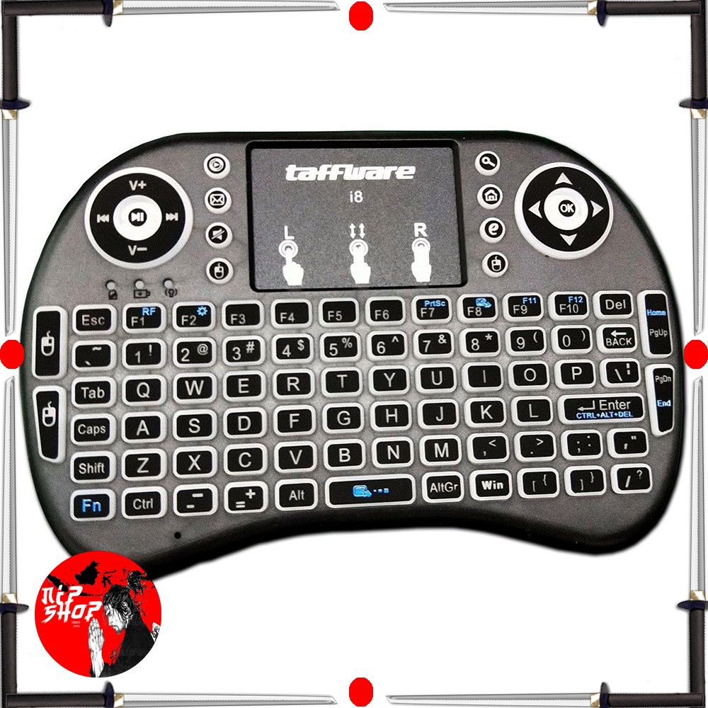 Air Mouse Wireless Mini Keyboard RGB 2.4GHz Dengan Touch Pad - I8 - Black